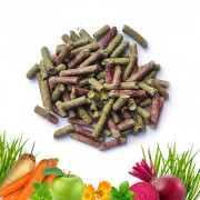 Bezobilné senné granule s bylinkami, zeleninou a ovocem