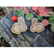 Dřevěné náušnice - puzety "králík"