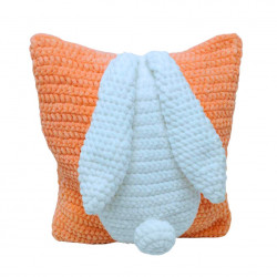 Háčkovaný polštářek KRÁLÍČEK-lososový