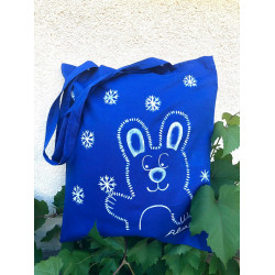 Taška modrá "Králíček v zimě"