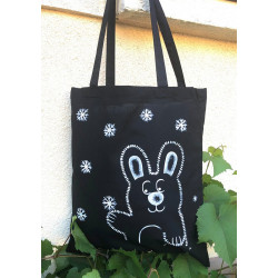 Taška černá "Králíček v zimě"