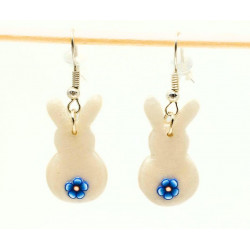 Visací náušnice BÍLÍ KRÁLÍCI