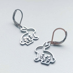 Visací náušnice KRÁLÍCI V KVĚTECH