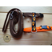 Postroj s vodítkem oranžovohnědý hand made